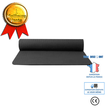 TD® Tapis de yoga Tapis de yoga TPE Tapis d'entraînement antidérapant écologique Équipement de yoga,noir, 183cmX61cm